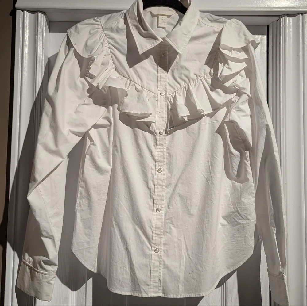 H&M White Ruffled Blouse - Picture 2 of 5